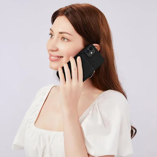 Miniatura 8 de Funda para iPhone 11 de 6.1 pulgadas, cartera cruzada con cremallera y ranuras para tarjetas de bloqueo RFID, soporte de soporte, cordón desmontable