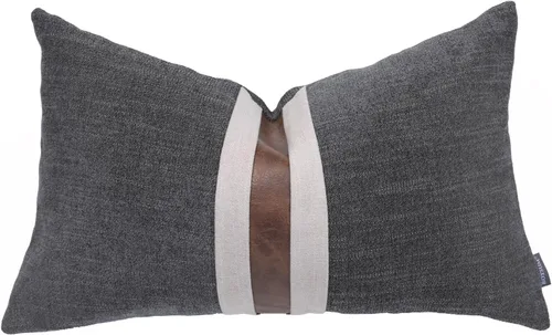 Miniatura 23 de Fundas de almohada decorativas de granja para exteriores para sofá, cama, funda de almohada de piel sintética marrón, funda de almohada de Beige