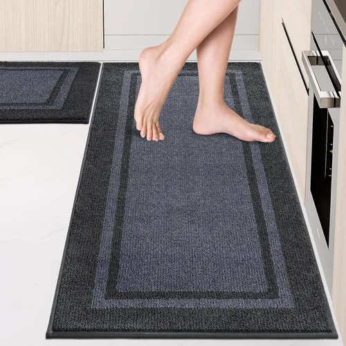 Miniatura 34 de anllugs Alfombras de cocina de 24 x 36 pulgadas, antideslizantes, lavables a máquina, tapetes absorbentes y cómodos para cocina, fregadero, Beige