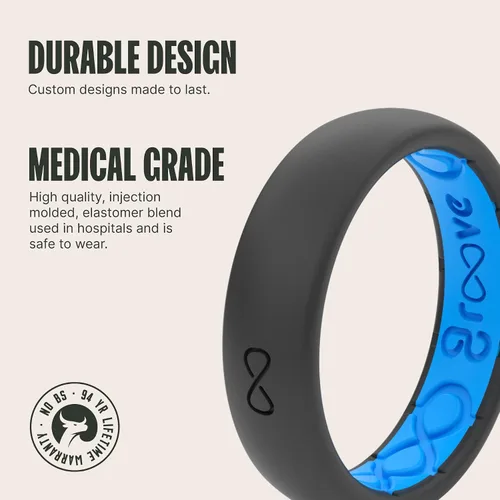 Miniatura 2 de Groove Life Anillo de boda de goma transpirable para mujer, diseño único, anillo de ajuste cómodo