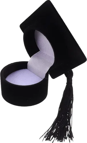 Miniatura 7 de Amosfun Caja de anillo con forma de sombrero de doctor, regalo de graduación, organizador creativo, caja de almacenamiento, soporte para anillo