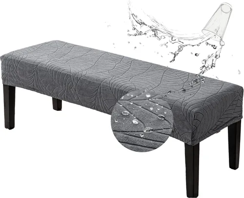 Miniatura 32 de Genina Fundas impermeables para banco de comedor, protector de asiento de banco de jacquard elástico, funda de banco rectangular para dormitorios