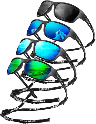 Miniatura 13 de KALIYADI Gafas de sol polarizadas para hombre, gafas de sol deportivas para conducir, ciclismo, pesca, con protección UV Negro mate/azul hielo/azul