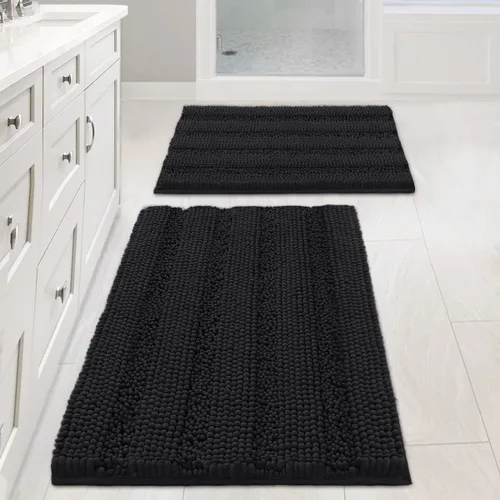 Miniatura 96 de H.VERSAILTEX - Alfombras de baño, juego de 2 piezas, alfombra de contorno para baño, juego de alfombras para inodoro, alfombra antideslizante