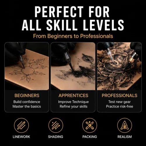 Miniatura 4 de Piel de práctica de tatuaje en blanco - Jconly 30 piezas, doble cara, piel falsa para tatuajes, piel de práctica suave de 8×6 pulgadas