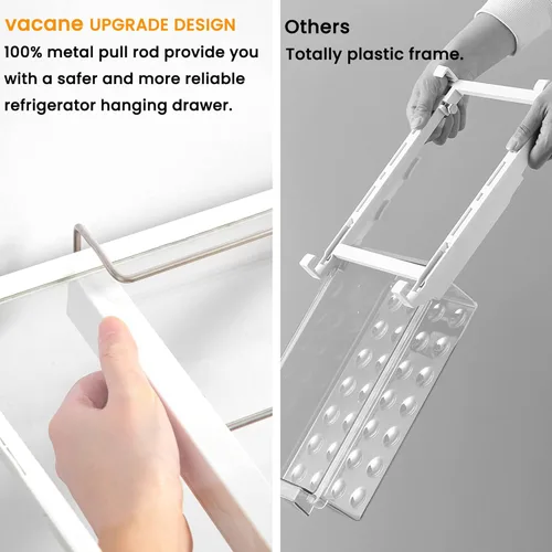 Miniatura 5 de vacane Cajón grande para refrigerador con bandeja extraíble para huevos de 28 rejillas, cajón transparente para huevos para contenedores