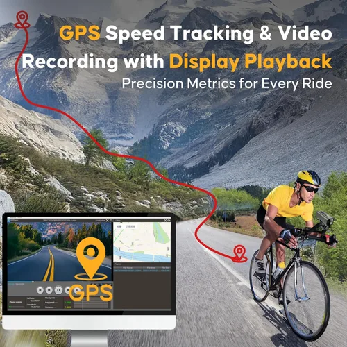 Miniatura 3 de Cámara de acción 4K 30fps con rastreador GPS, cámara inalámbrica para bicicleta, velocímetro/odómetro, tarjeta 64G gratis, DV deportivo