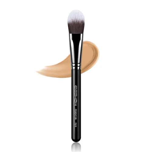 EIGSHOW - Brocha de base plana, brocha de maquillaje para líquidos, crema, máscara, mezcla sin rayas, vegano y libre de crueldad (F615)