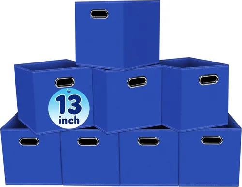 Miniatura 31 de Cubos de almacenamiento de tela – 13 x 13 x 13 pulgadas, cubos organizadores plegables con asas dobles – juego de 6, color azul