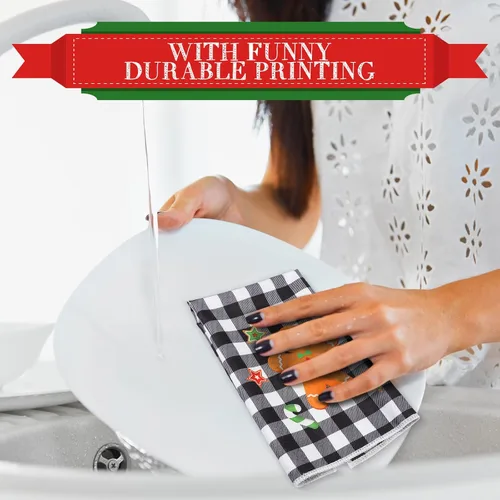 Miniatura 5 de Peryiter 6 Toallas de Mano Navideñas de 16 x 24 Pulgadas Toallas de Cocina Navideñas para Platos Paños de Cocina Navideños Decoración de Cocina