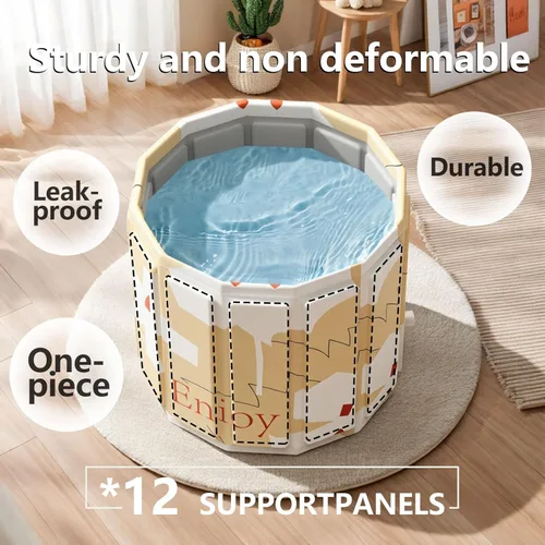 Miniatura 7 de Bañera portátil para adultos, bañera plegable para spa caliente y baño de hielo, bañera pequeña plegable para baño, bañera portátil aislada de 6