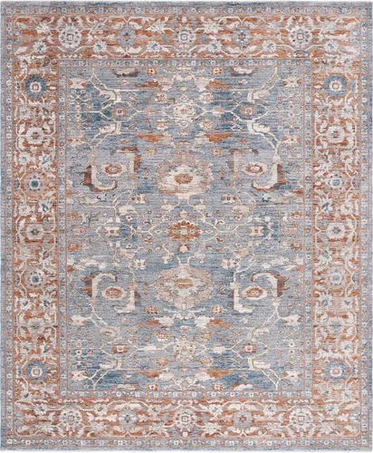 Miniatura 9 de SAFAVIEH Heirloom Collection - Alfombra de área de 4 x 6 pies, color azul/óxido, diseño geométrico, antideslizante, ideal para zonas de alto tráfico