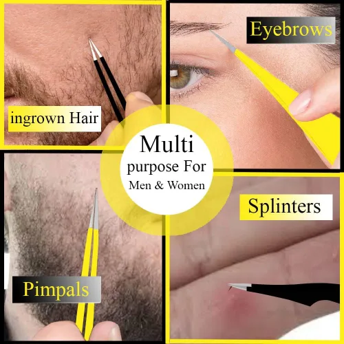 Miniatura 5 de Pinzas puntiagudas súper afiladas de precisión de punta fina encarnada Kit de depilación – Removedor de vello facial inoxidable extra fino