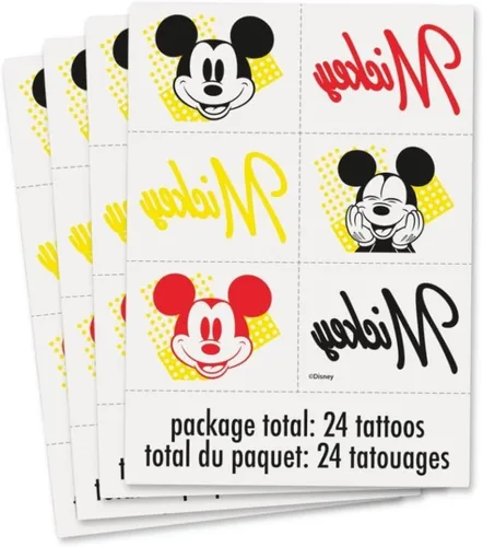 Unique Disney Mickey Mouse Tattoos – Paquete de 24 | Diseños mágicos para niños, regalos de fiesta perfectos para cumpleaños y fiestas temáticas