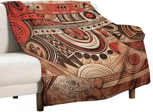 Miniatura 41 de Mantas de franela con patrón artístico rojo, beige, marrón oscuro, manta de franela de pintura al óleo abstracta de 30 x 40 pulgadas para sofá, cama