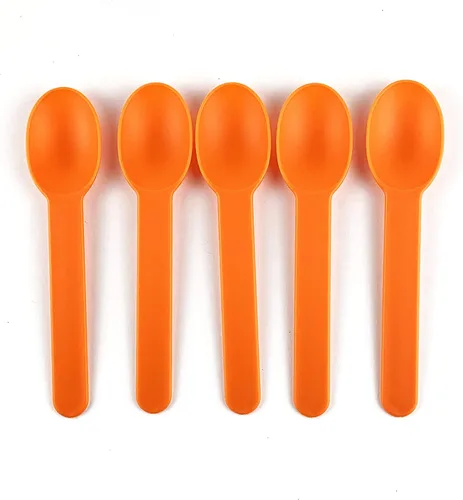 Worlds Paquete de 50 cucharas desechables de plástico para postre, cucharas rojas de 5.9 pulgadas para helado, yogur congelado, cereales y uso en