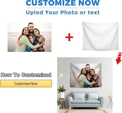 Miniatura 3 de JINJUREN Pancartas y carteles personalizados para colgar con imágenes cargadas para dormitorio, 51 x 61 pulgadas, verticales