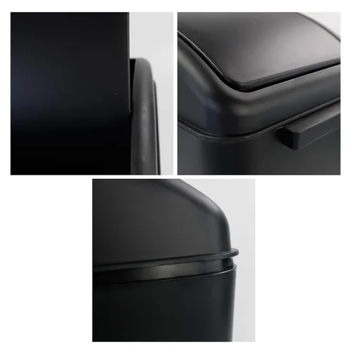 Miniatura 2 de Cubo de basura de plástico de 4.5 galones, bote de basura con tapa giratoria, color negro