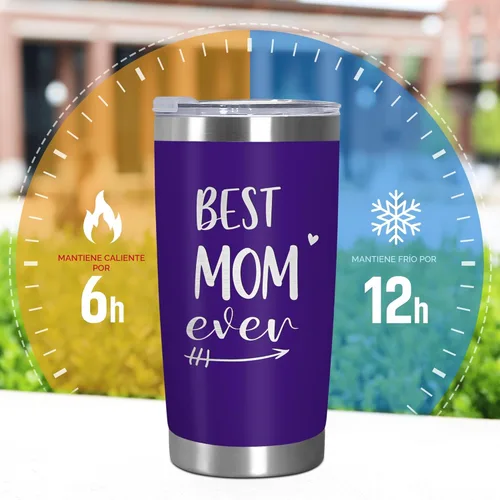 Miniatura 4 de TEEZWONDER Regalos para el día de la madre para mamá de hija e hijo, vaso de café aislado de acero inoxidable de 20 onzas con tapa, regalos de Mamá