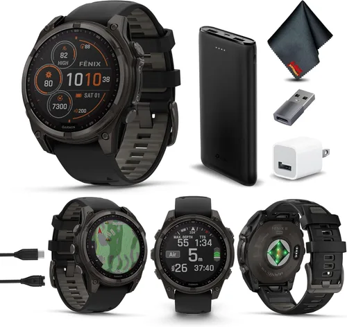 Miniatura 14 de Garmin Fenix 8 47MM AMOLED Zafiro Premium Multisport GPS Smartwatch de Titanio con Banda de Silicona Spark Orange/Grafito, Linterna LED Integrada