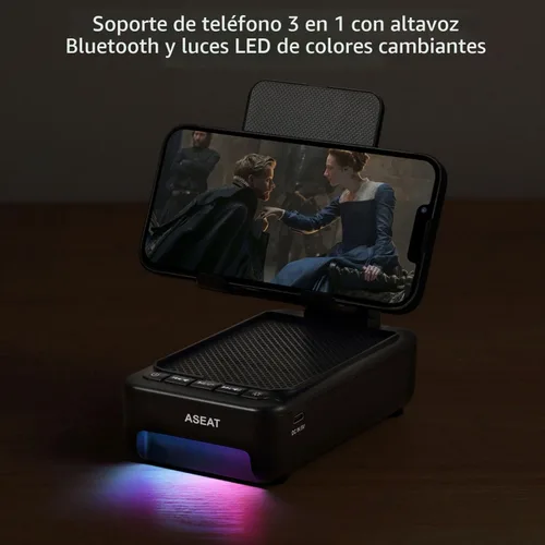 Miniatura 2 de Regalos para hombres, soporte para celular con altavoz Bluetooth y luz LED que cambia de color, regalos únicos para mujeres, papá, esposo