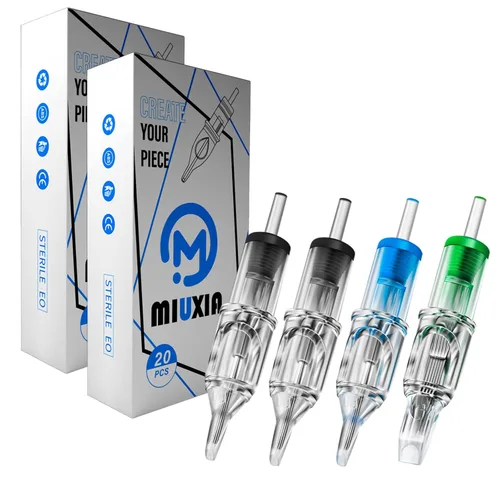 Cartucho de tatuaje Agujas para tatuaje, 40 Uds. Surtido Mixto Cartuchos de Agujas de Tatuaje Redondo Liner Shader Magnum 3RL 5RL 5RS 7M1 Desechable