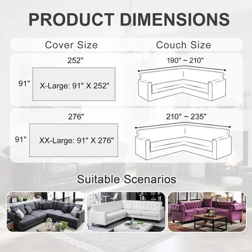 Miniatura 3 de Fundas de sofá seccional 100% impermeables para perros, funda de sofá de esquina en forma de L, funda de sofá de chenilla lavable, cobija moderna