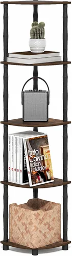 Miniatura 18 de Furinno TURN-N-TUBE - Estantería esquinera de 4 niveles, estantería de esquina para libros, estanterías de exhibición y almacenamiento con estantes