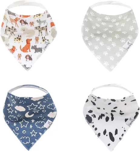 Miniatura 40 de Copper Pearl Baberos tipo bandana para bebé, paquete de 4 baberos de algodón suave para babear y dentición, absorbentes, ajuste ajustable, muchos