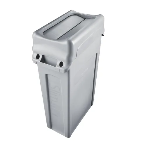 Miniatura 5 de Rubbermaid Commercial Products Slim Jim - Bote de basura con bisagras y tapas para reciclaje Plateado