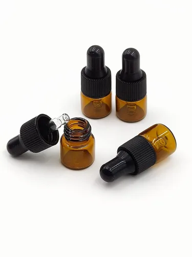 Miniatura 7 de 15 paquetes de 0.0 fl oz diminutos frascos con cuentagotas de vidrio ámbar para aceites esenciales, cosméticos y líquidos, pequeños frascos vacíos