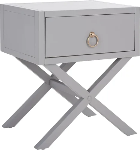 Miniatura 10 de SAFAVIEH Muebles - Mesita de noche Sadie de 1 cajón - Antiguo y blanco - Madera - Diseño de herrajes dorados glamorosos - Ideal para dormitorio, 19