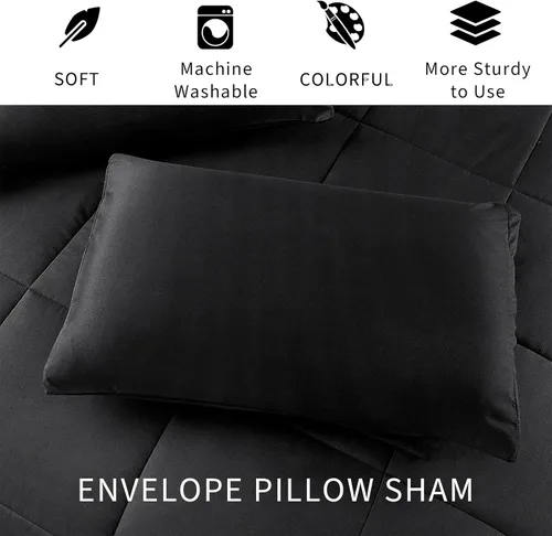 Miniatura 6 de Exclusivo Mezcla Juego de edredón ligero reversible tamaño individual, edredón alternativo al plumón con 1 funda de almohada, juego de ropa de cama