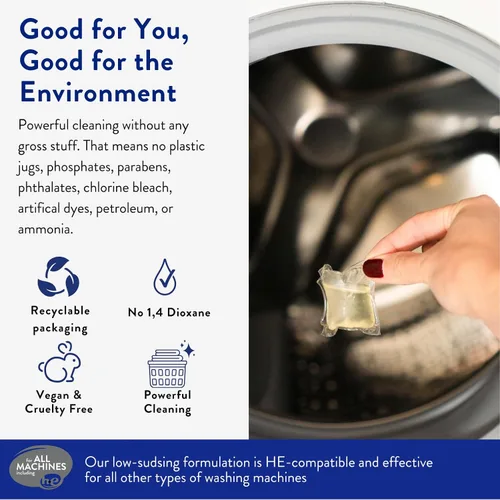 Miniatura 4 de The Clean People Cápsulas de detergente para ropa - Envase reciclable, hipoalergénico, lucha contra las manchas - Jabón de ropa ultraconcentrado