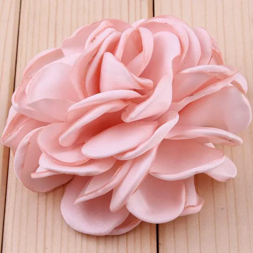 Miniatura 10 de Huralona 10 flores de cinta de satén para manualidades, lazo, boda, diciembre, vintage, flores de tela, rosas artificiales para tocado, apliques