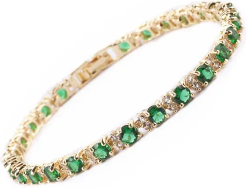 Miniatura 2 de RIZILIA Eternity - Pulsera de tenis y circonita cúbica de corte redondo chapada en oro amarillo, 7 pulgadas, multi