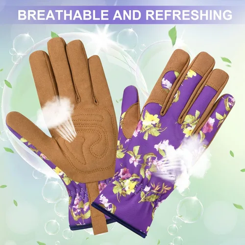 Miniatura 4 de Guantes de jardinería para mujeres, guantes de cuero para trabajo en jardín, a prueba de espinas, sin perforación, para cavar, plantar y podar
