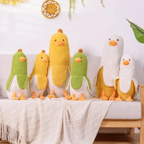 Miniatura 7 de PEACH CAT Lindo Pato de Plátano Peluche Animal de Peluche Pato Chef de Plátano Largo Almohada de Felpa para Niñas y Niños Blanco 12 pulgadas