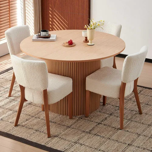Miniatura 11 de Juego de mesa redonda de comedor de 5 piezas, moderno juego de sillas de cocina pequeñas de 37 pulgadas, sillas de comedor apilables tapizadas