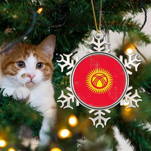 Miniatura 4 de Bandera de Kirguistán, adornos de Navidad para niños, bandera nacional, silueta de Kirguistán, decoraciones de Navidad, adornos de árbol de Navidad