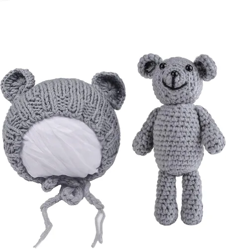 Accesorios de fotografía para recién nacidos, trajes de sesión de fotos, lindo juego de regalo hecho a mano de punto de ganchillo para bebé niño
