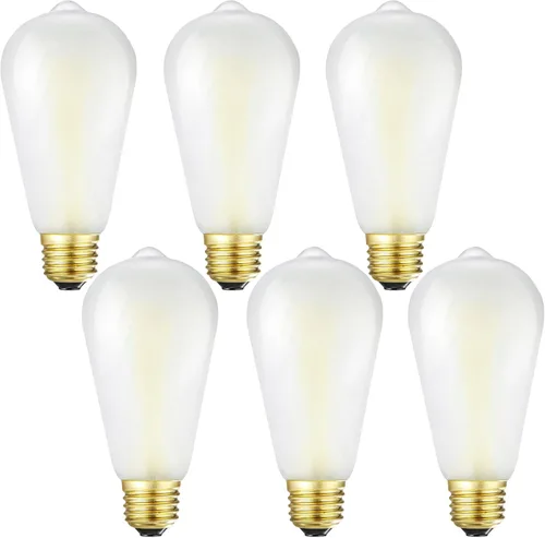 Miniatura 13 de Bombillas LED Edison regulables e26, 4 W, 40 W equivalentes, 400 lm, luz blanca cálida de 2700 K, AC120V, bombillas ST58 con acabado esmerilado