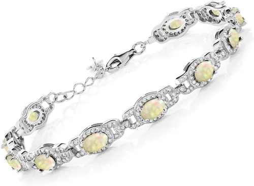 Miniatura 17 de Gem Stone King 7-14 Cttw Oval Gemstone Birthstone Tennis Bracelet For Women 925 Sterling Silver Oval 6X4MM 7 Inch With 1 Inch Extender Fine