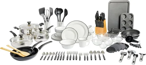 Miniatura 13 de Gibson Home Juego de Cocina de 74 Piezas en una Caja: Ollas y Sartenes, Vajilla de Platos y Cuencos, Bloque de Cuchillos y Cubertería, Cubiertos