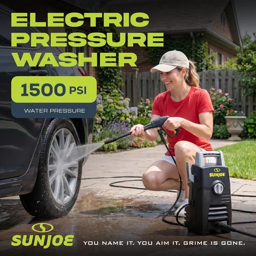 Miniatura 2 de Sun Joe Lavadora a presión eléctrica con potente motor para coches/vallas/patios/todos los usos, cable de alimentación Safety First GFCI, varita