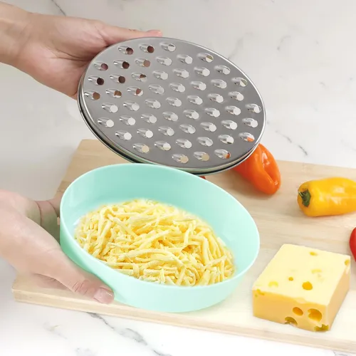 Miniatura 6 de Rallador de queso cítrico y limón con recipiente de almacenamiento de alimentos y tapa, perfecto para queso parmesano duro o cheddar suave, Verde