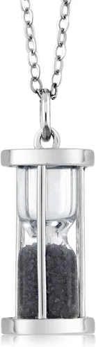 Miniatura 9 de Gem Stone King Colgante de reloj de arena de plata de ley 925 con cadena de polvo de piedras preciosas de 0,75 quilates de 18 pulgadas