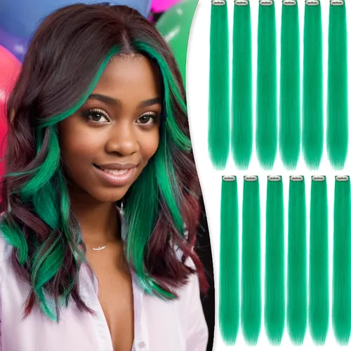 Miniatura 12 de Extensiones de cabello sintético lacio y sintético con clip de 24 pulgadas, para mujeres y niñas, regalo para fiestas, cosplay, rosa