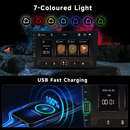 Miniatura 6 de Estéreo de automóvil de 9 pulgadas con CarPlay inalámbrico y Android Auto, pantalla táctil Rimoody Bluetooth Radio para automóvil con radio FM