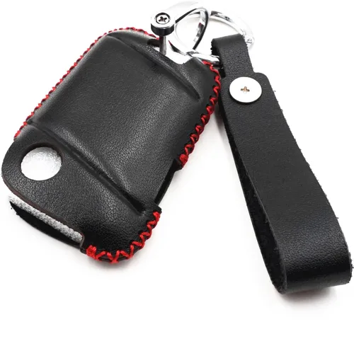 Miniatura 2 de Funda de cuero con 4 botones para llavero inteligente Volkswagen Tiguan Atlas Jetta Passat Golf Alltrack 2018-2022 (negro), Negro